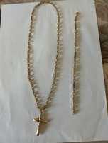 Set lant aur cu bratara 14 k
