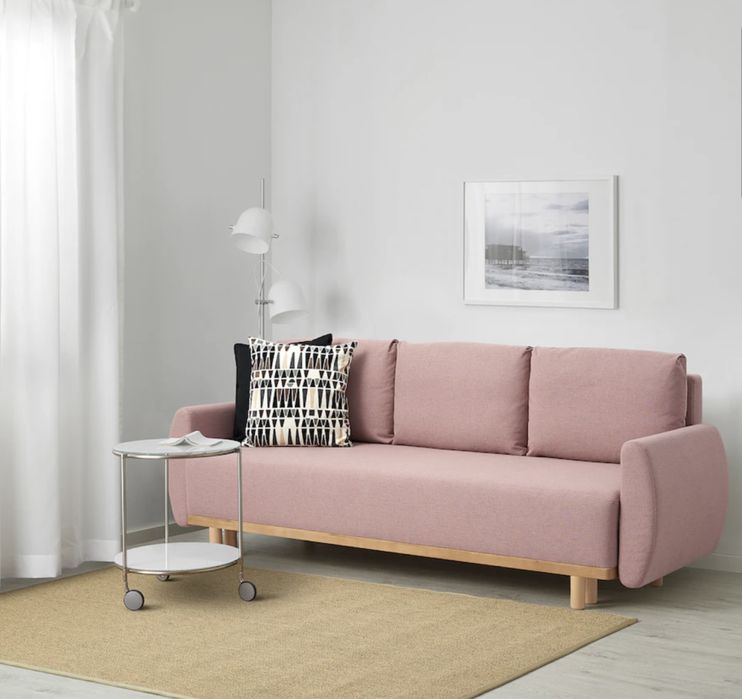 Canapea extensibila 3 locuri, roz