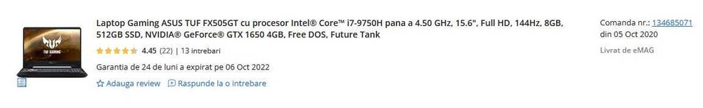 Laptop Asus tuf gaming fx505gt