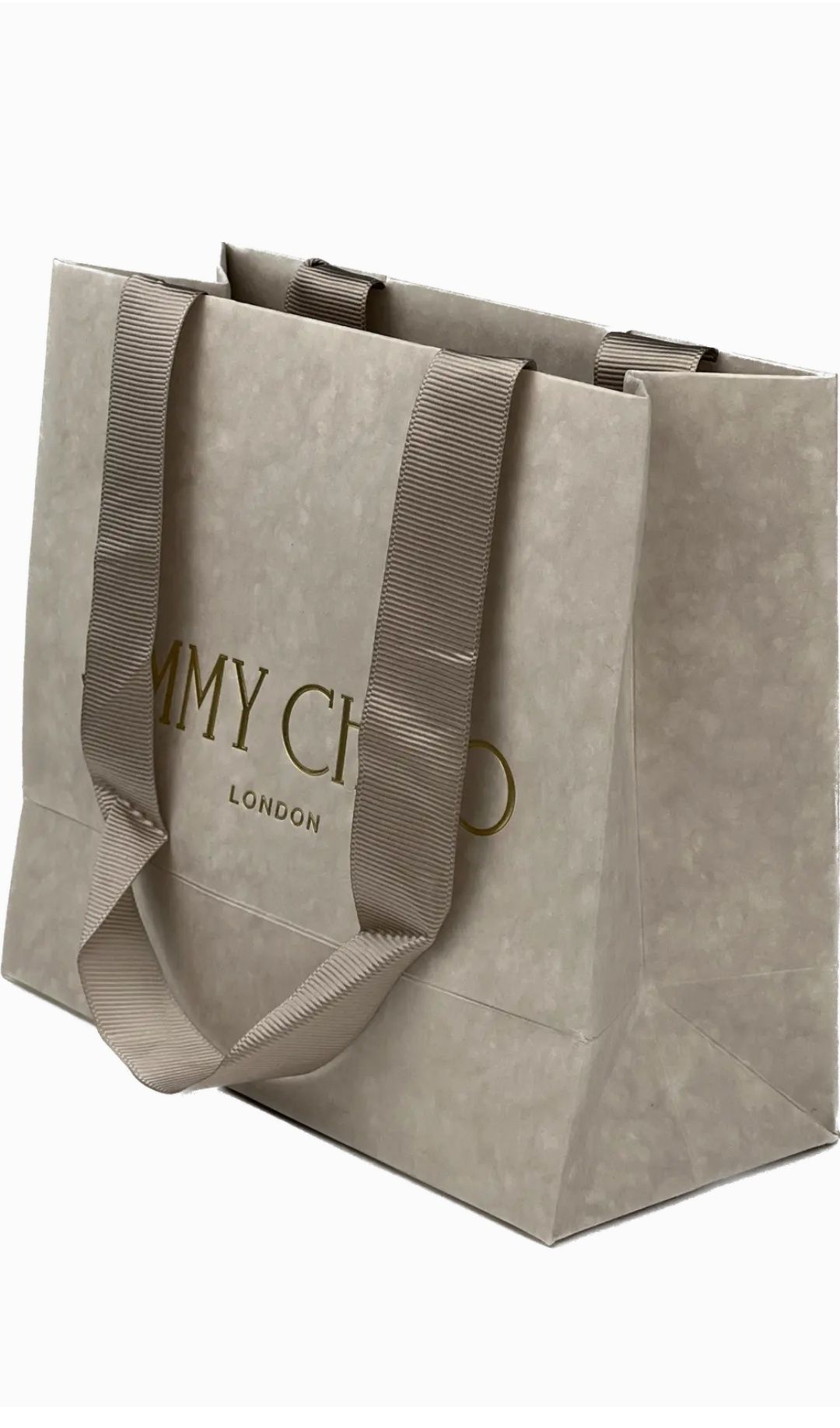 New Jimmy Choo London Matte Light Gray Paper Gift Shopping Bags
