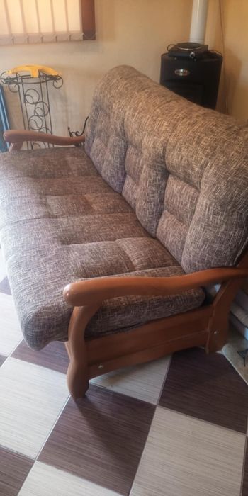 Canapea lemn masiv, 3 locuri, extensibila