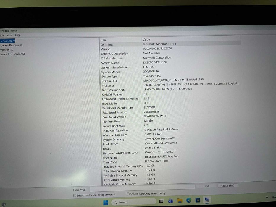 LENOVO ThinkPad L590 Употребяван готов за употреба за 350лв.