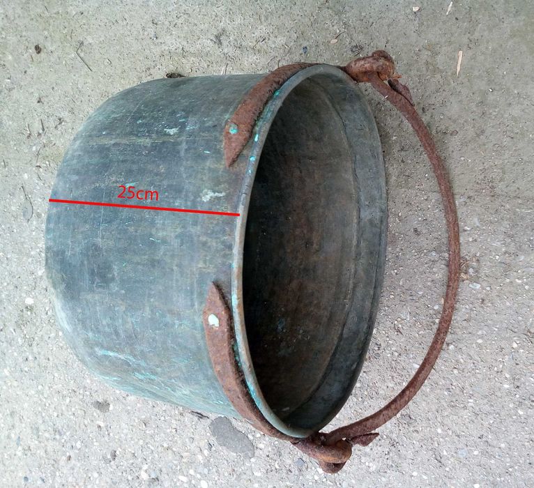 Vand Ceaun Cupru 20L cu maner din fier forjat- fara sparturi/gauri