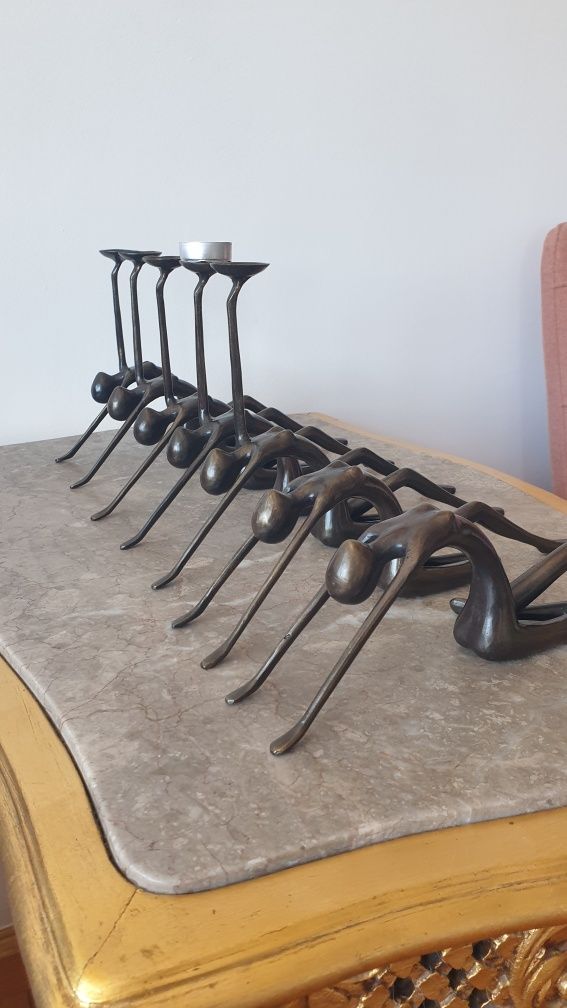 Statueta nud din bronz pe soclu de marmura cu semnătură si stampila