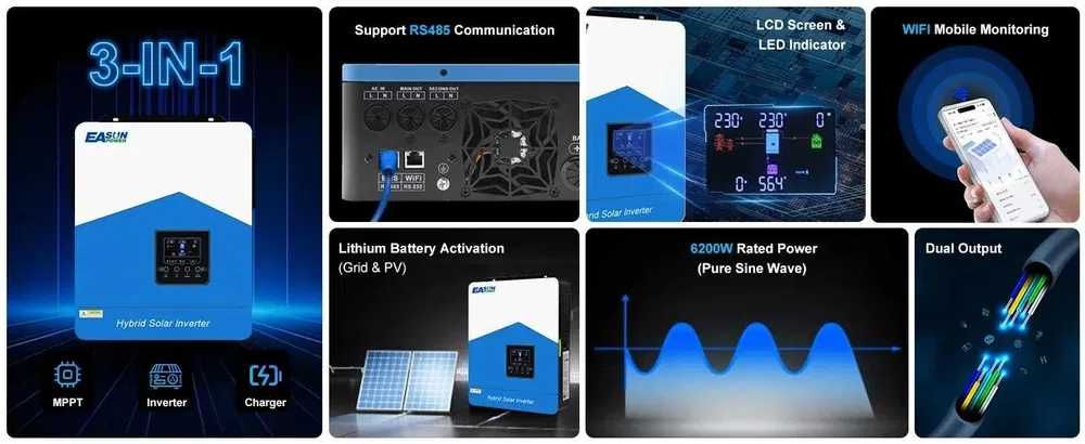 Нов соларен хибриден инвертор EASUN ISolar-SMH-III-6.2KW