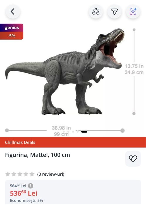 Figurina, Mattel, 100 cm Jurassic World Dinozaur Dinozaur
