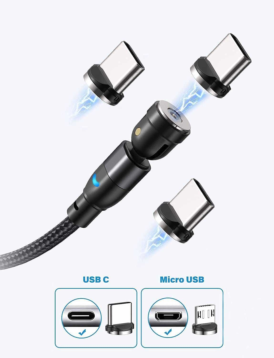 Комплект от 6 Магнитни кабела за зареждане USB-C въртящ се на 360°