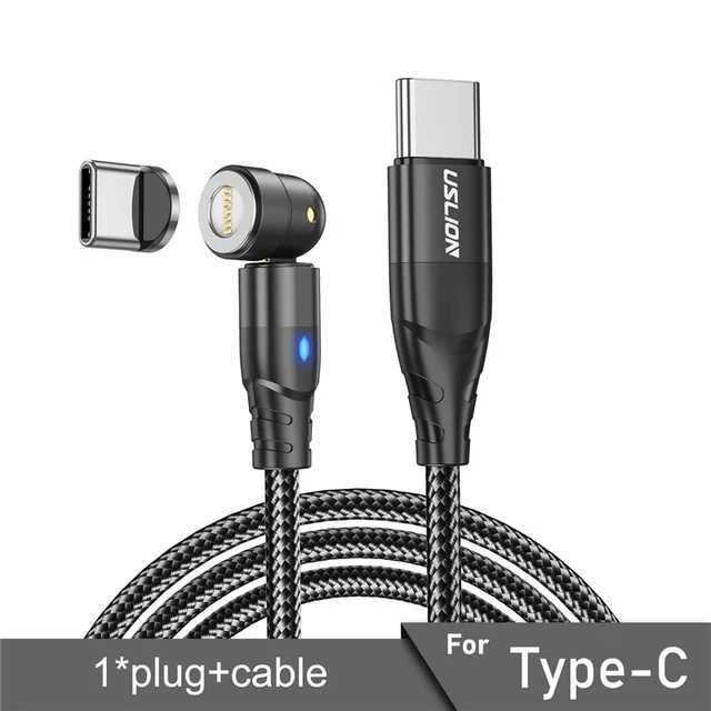 Поворотный магнитный кабель USB Type C 60W 5A