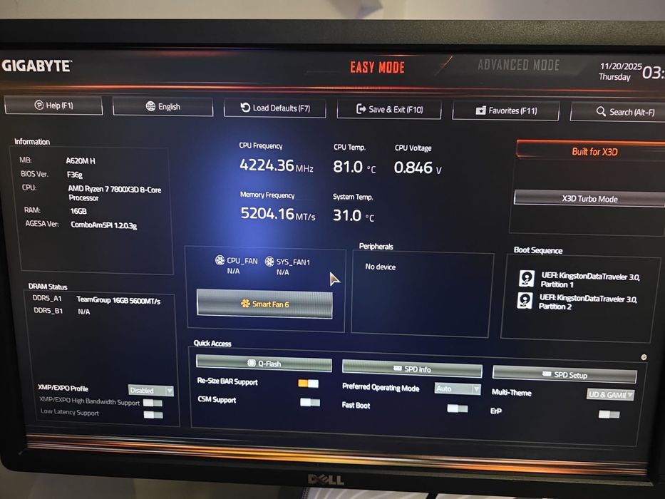 Kit gigabyte a620m H, ryzen 5 8400f