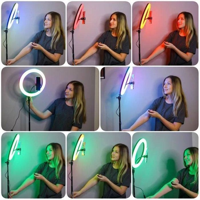 Кольцевая лампа цветная LeD  лампа д. 26 см