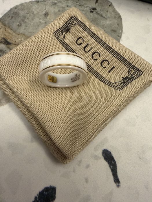 Inel gucci ceramica si aur galben 18k