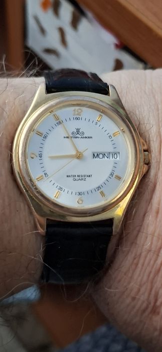 ANKER ceas de mînă bărbătesc cu baterie și curea din piele naturală.