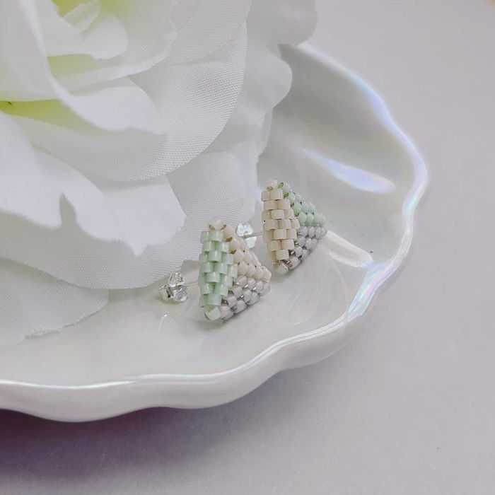 Ръчно изработени обеци - Сребро 925 / Стомана и Японски мъниста Миюки