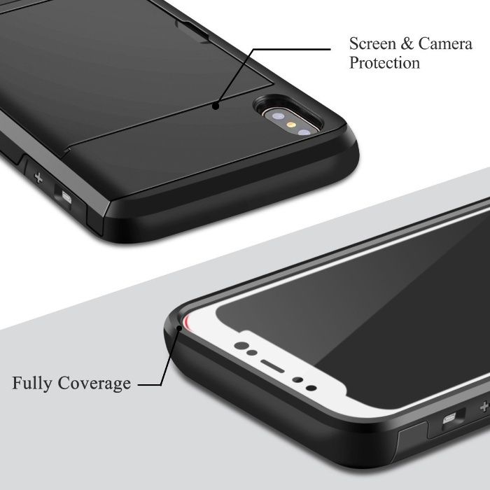 Carcasa iPhone X/10, Portofel, Shockproof - negru - Coolden