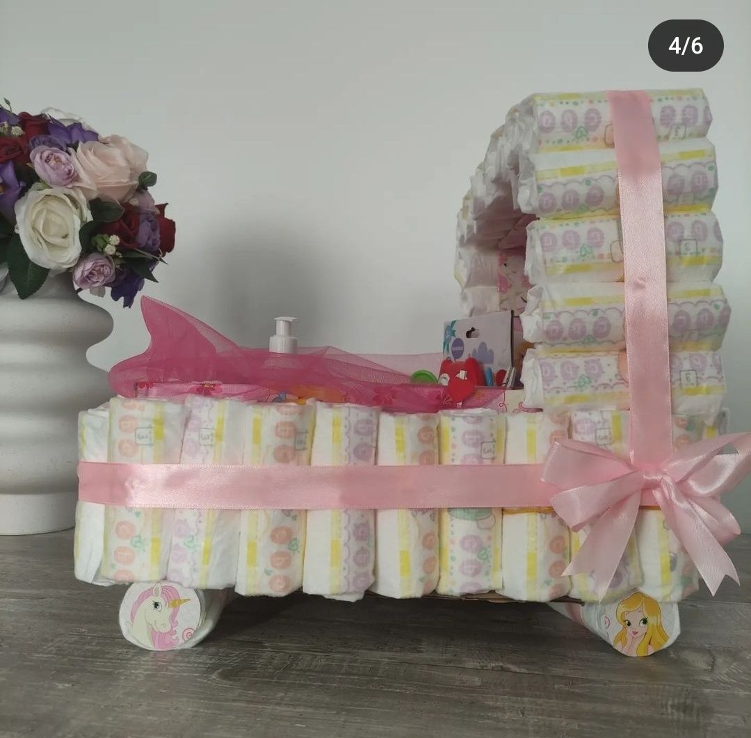 Aranjament scutece landou/ tort scutece/carut/plocon/botez/baby shower