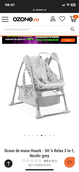 Scaun de masa Hauck - Sit 'n Relax 3 in 1, Nordic grey