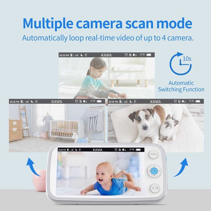 KAWA 2K видео бебефон с 5" монитор, нощно виждане, VOX звук