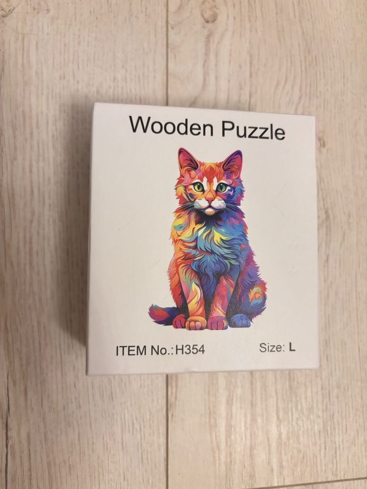 Puzzle din lemn in forma de pisica