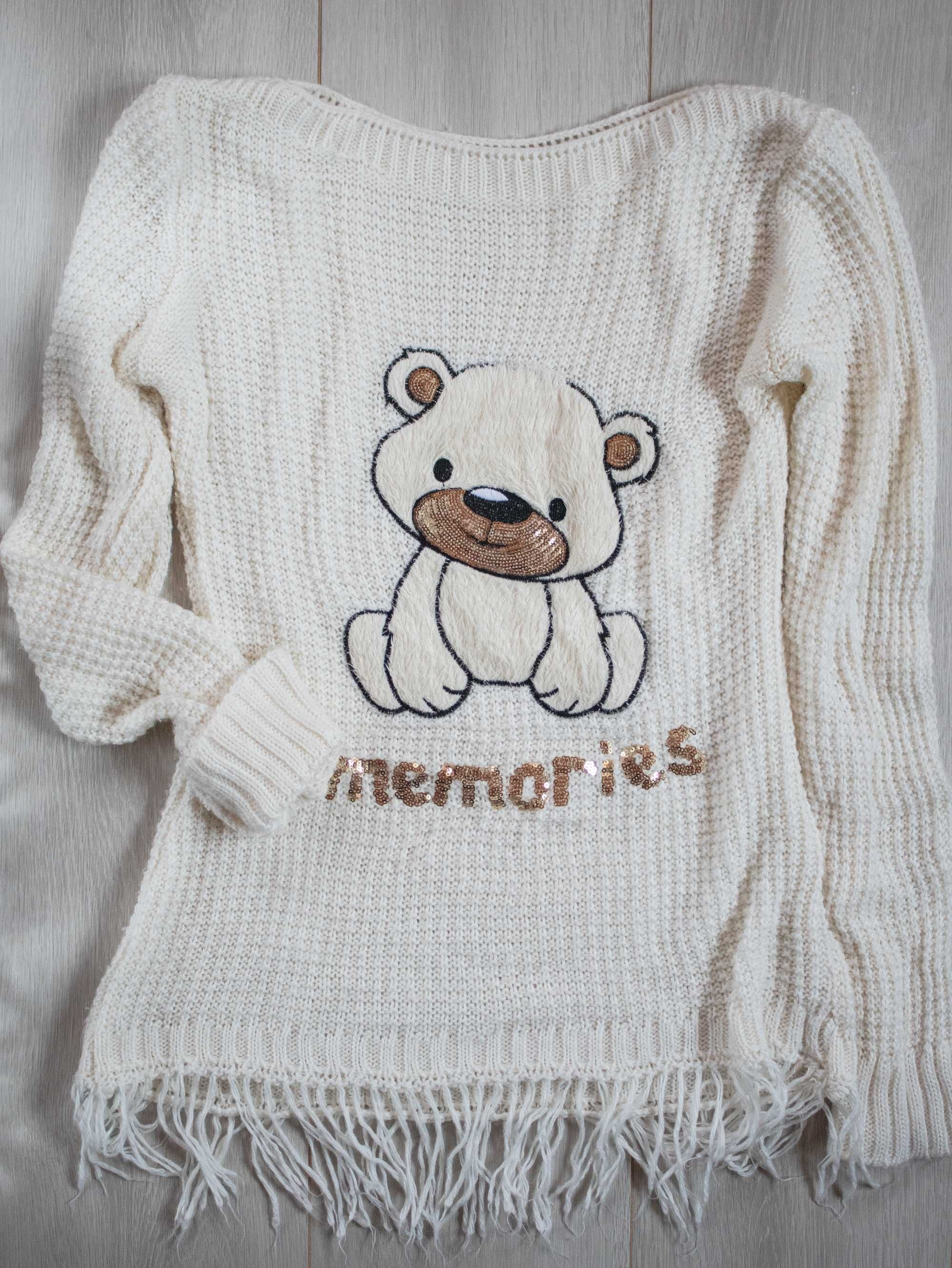 Pulover tricotat cu model ursuleț, S/M