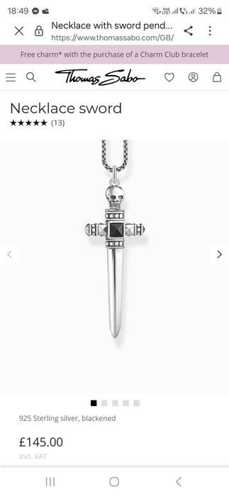 Lant si pandant Sabie Thomas Sabo original