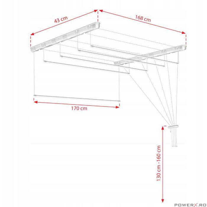 Uscator rufe de tavan 5x170 cm, Sepio