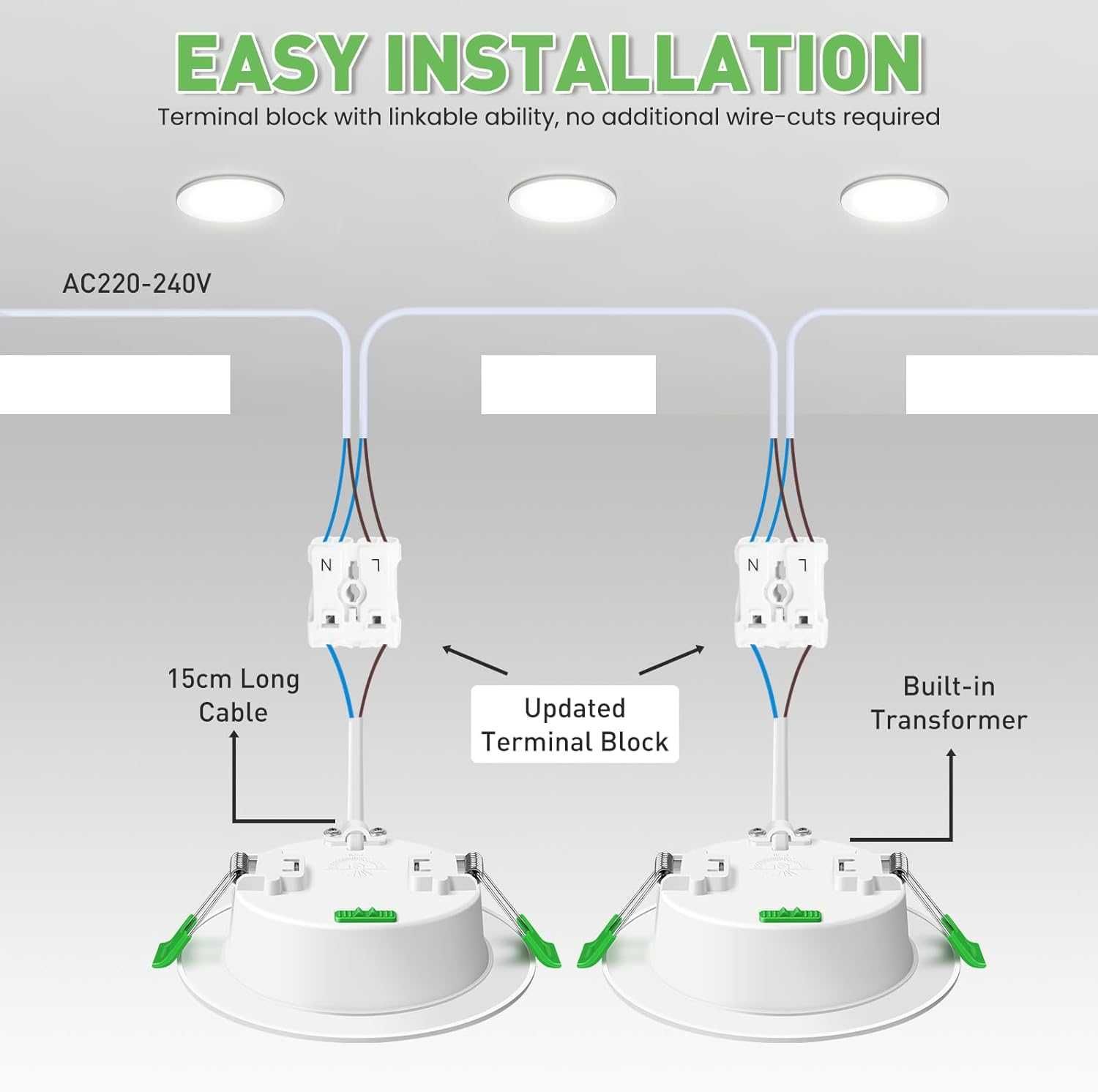 НОВИ! LED лунички, 10W, димируеми, 3 цветни температури, 6 бр/к-кт