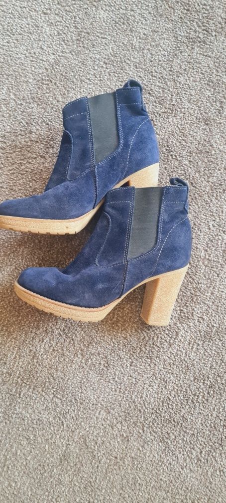 Botine ghete piele intoarsa bleumarin 37