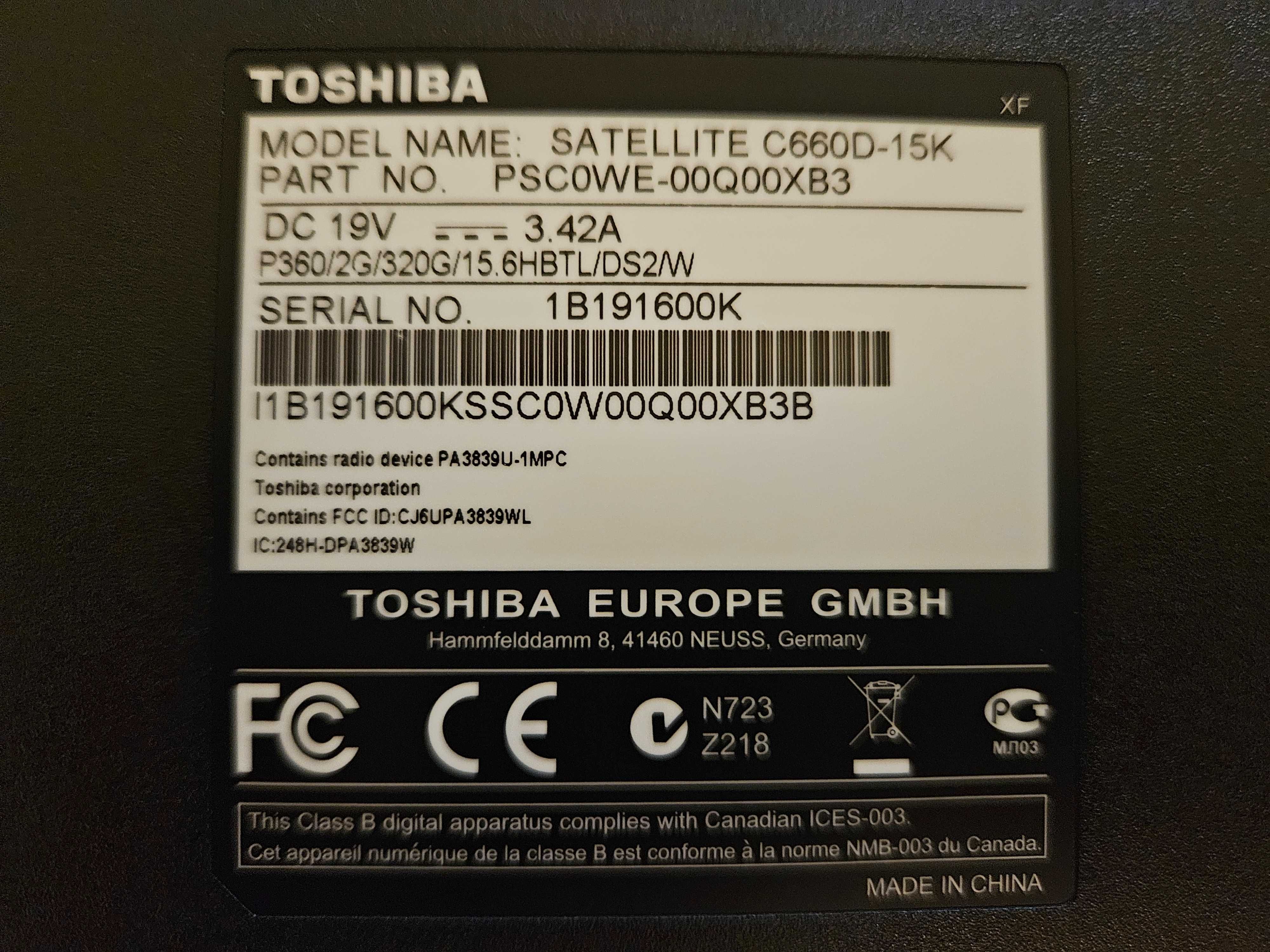 Продава се лаптоп "Toshiba", модел: "Satellite C660D-15K"