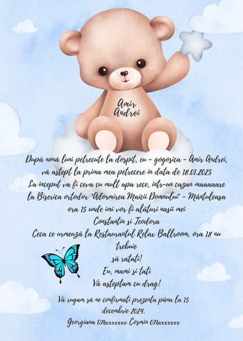 Realizez invitații nuntă/botez personalizate, meniuri