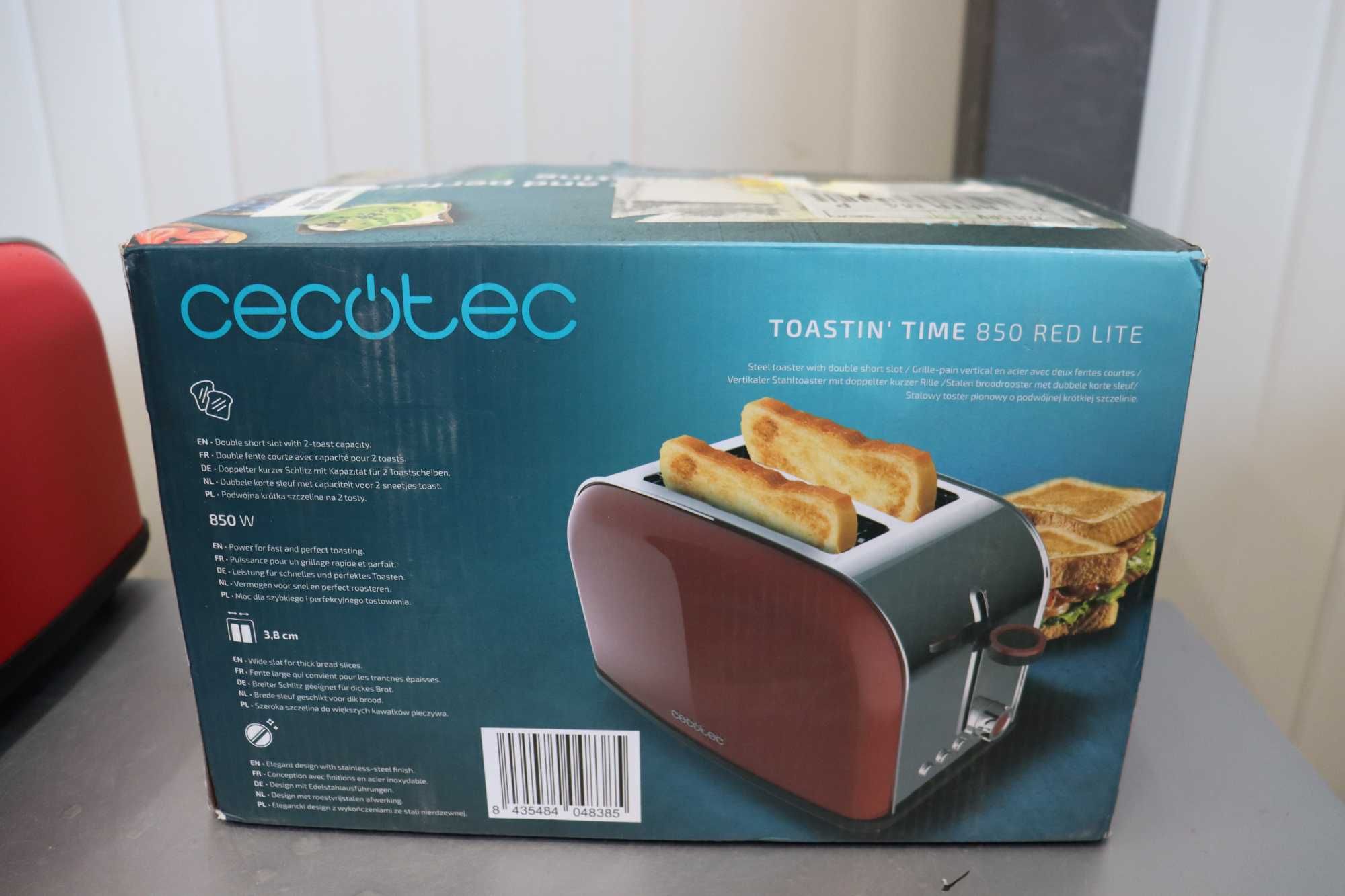 Тостер Cecotec Toastin' time 850 Red Lite. 850W, Капацитет за 2 филии