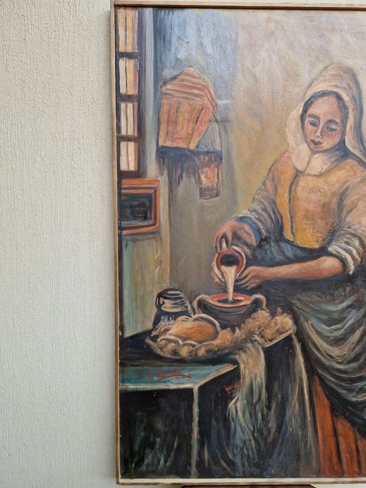 Уникална огромна антикварна майсторска картина масло върху платно