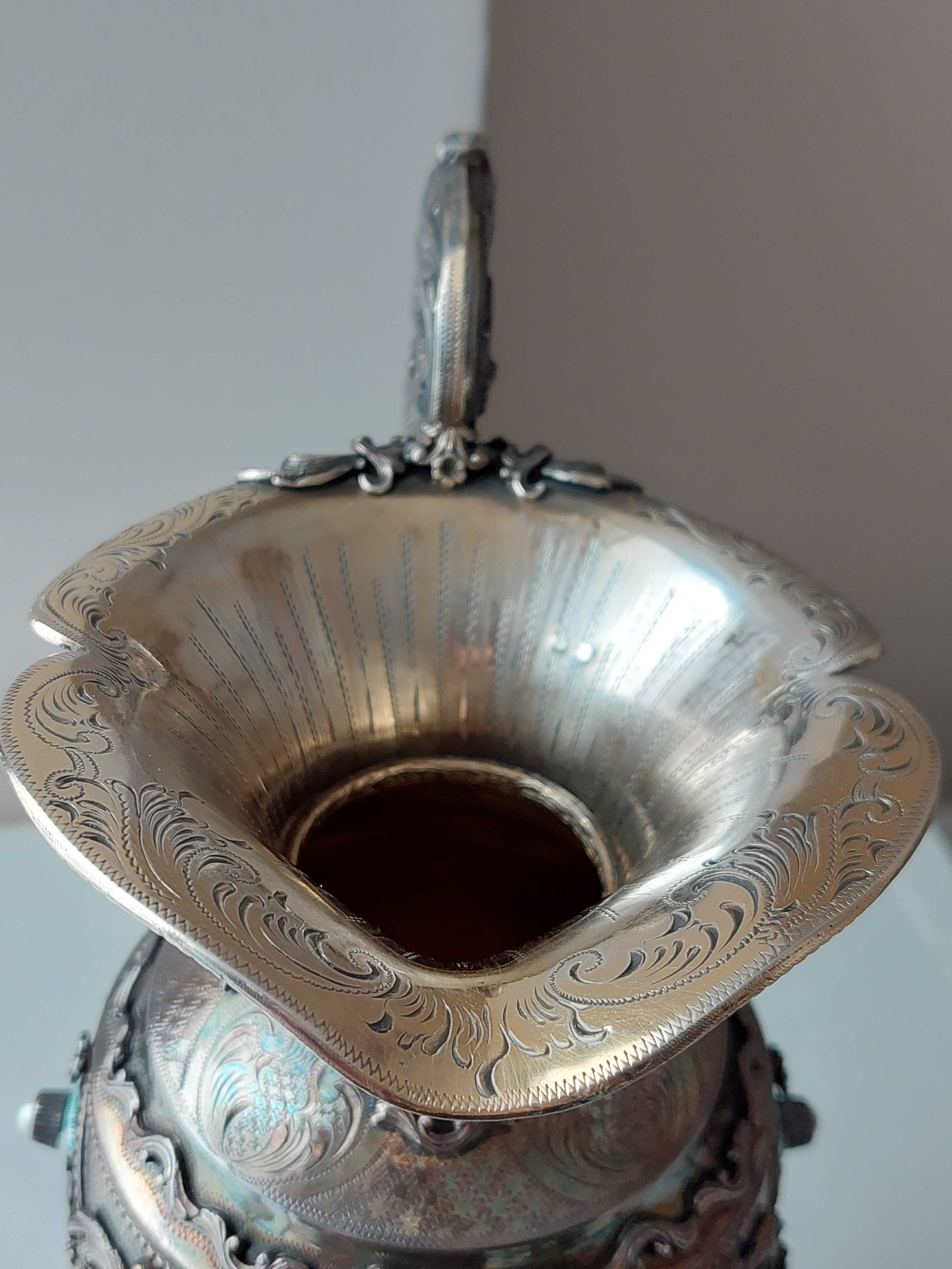 Стара Антикварна Сребърна кана за вода/сребро 925 ,емайл,тюркуази/