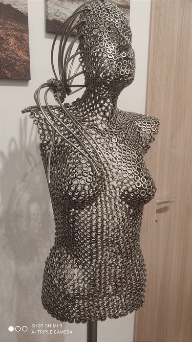 Metal art -bust de femeie din piulite inox