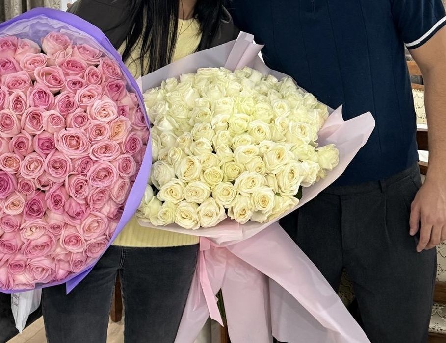 Белый букет 101 роз