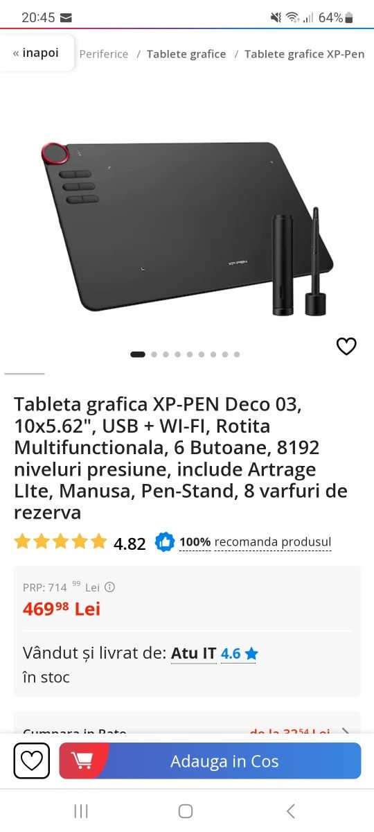 Tableta grafica XP-PEN Deco 03, 10x5.62"