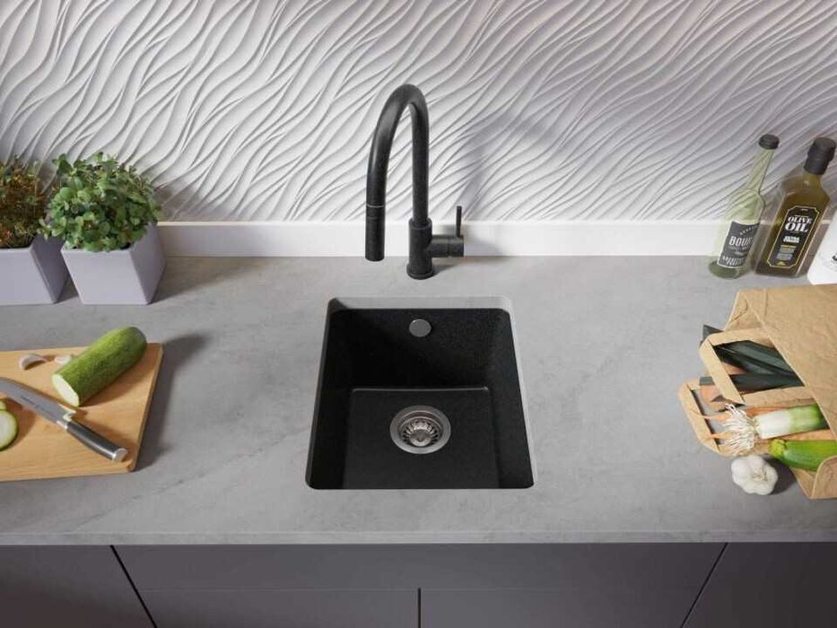 Графитна кухненска мивка за вграждане под плот Венеция 50 XL 460x440 м