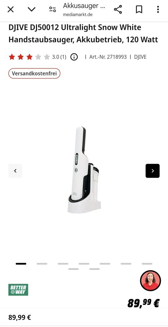 DJIVE DJ50012 ръчна прахосмукачка,120W,15kpa,2000mah батерия