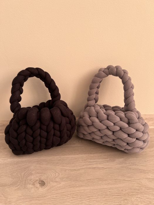 Дамски плетени чанти - розов, сив, черен