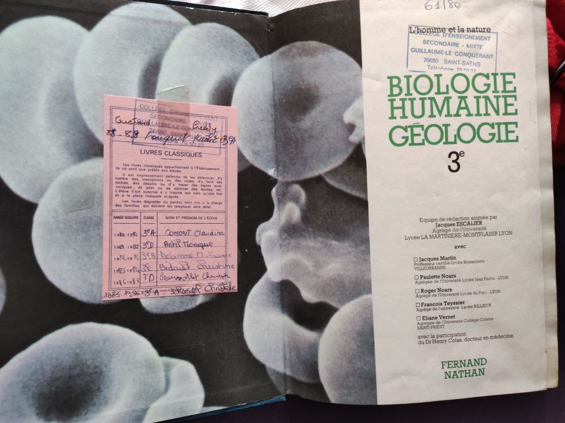 Carte veche 1980 in limba franceza manual biologie geologie