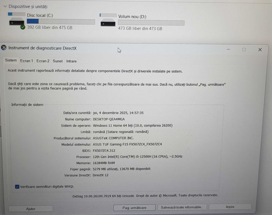 SuperPret Laptop NOU la cutie Asus Tuf (Gaming)cu 1Tb SSD si Video RTX