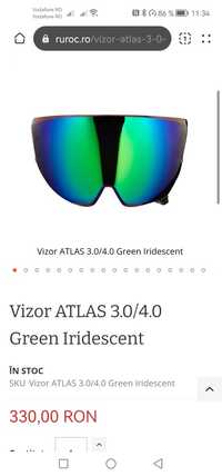 Vizor, vizieră, casca moto Ruroc ATLAS 3.0/4.0 Green Iridescent NOU!
D