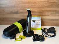 Aparat Philips OneBlade Pro 360 + 2 lame noi + stație încărcare + husă