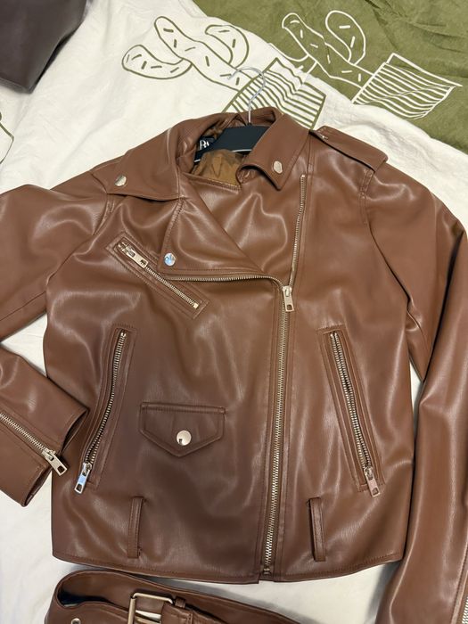 Кожено яке Зара/Zara в кафяво