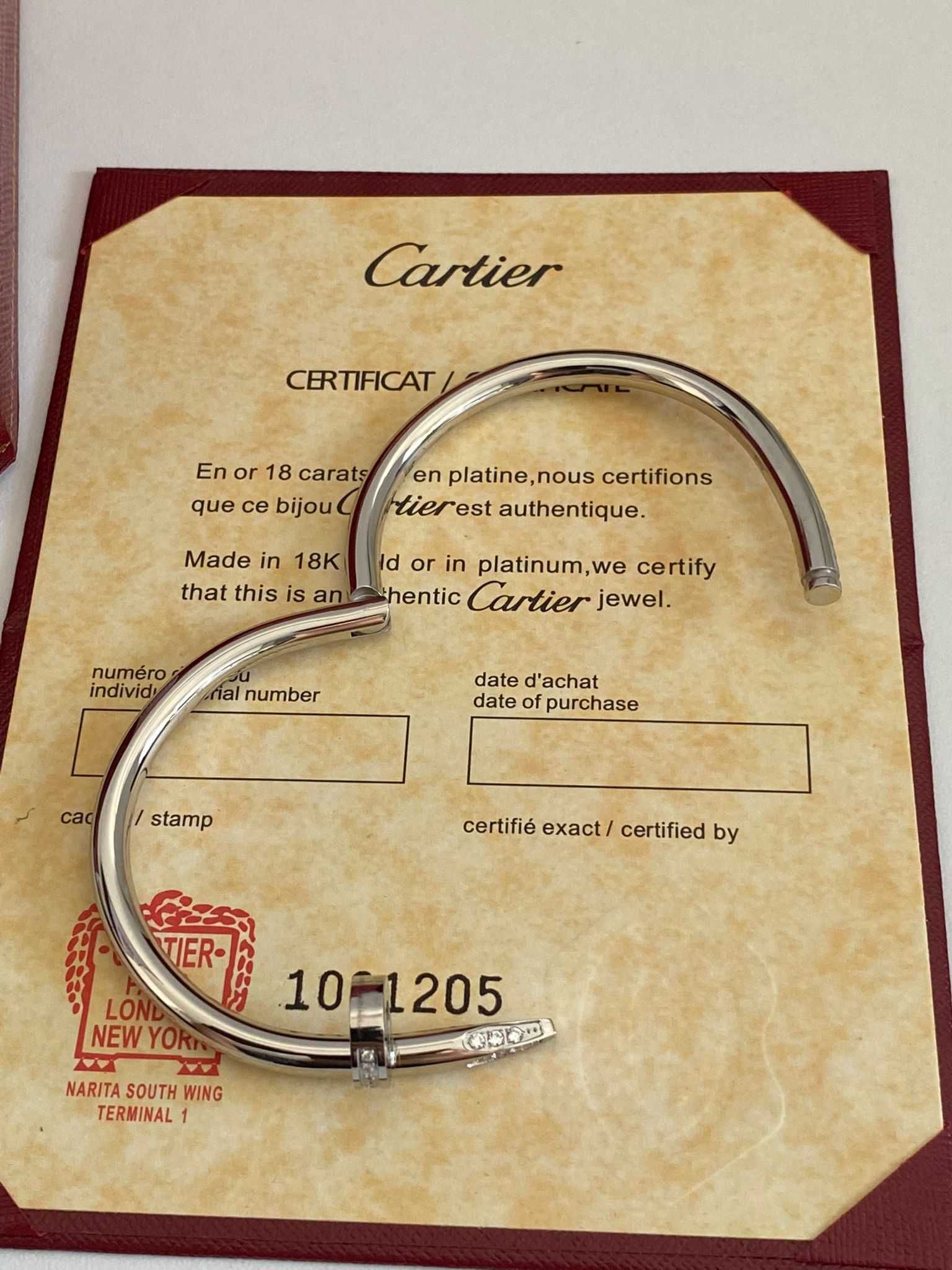 Brățară Cartier Cui 22 aur alb 750 cu diamante