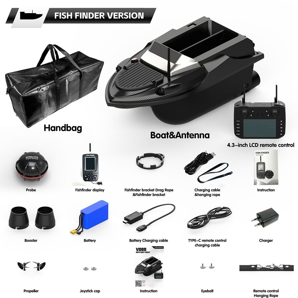 Лодка за захранка V080 GPS с Гаранция
