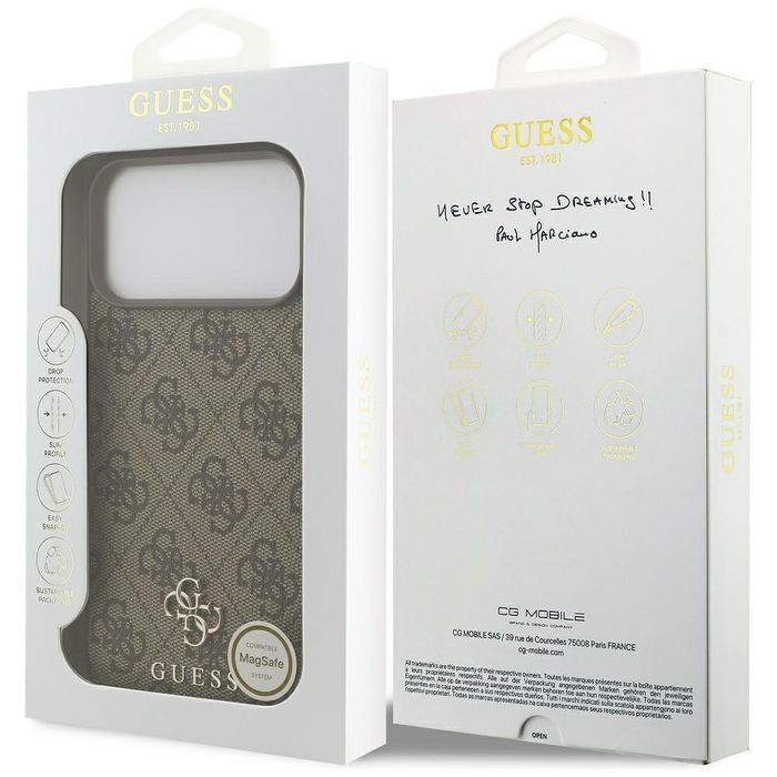 Калъф guess 4g small and classic logo magsafe за iphone 17 pro в кафяв