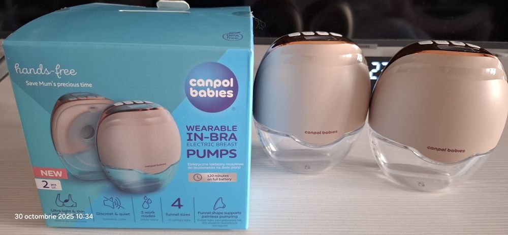 Pompa de san electrica cu scoica Hands Free 2 bucati Canpol Babies