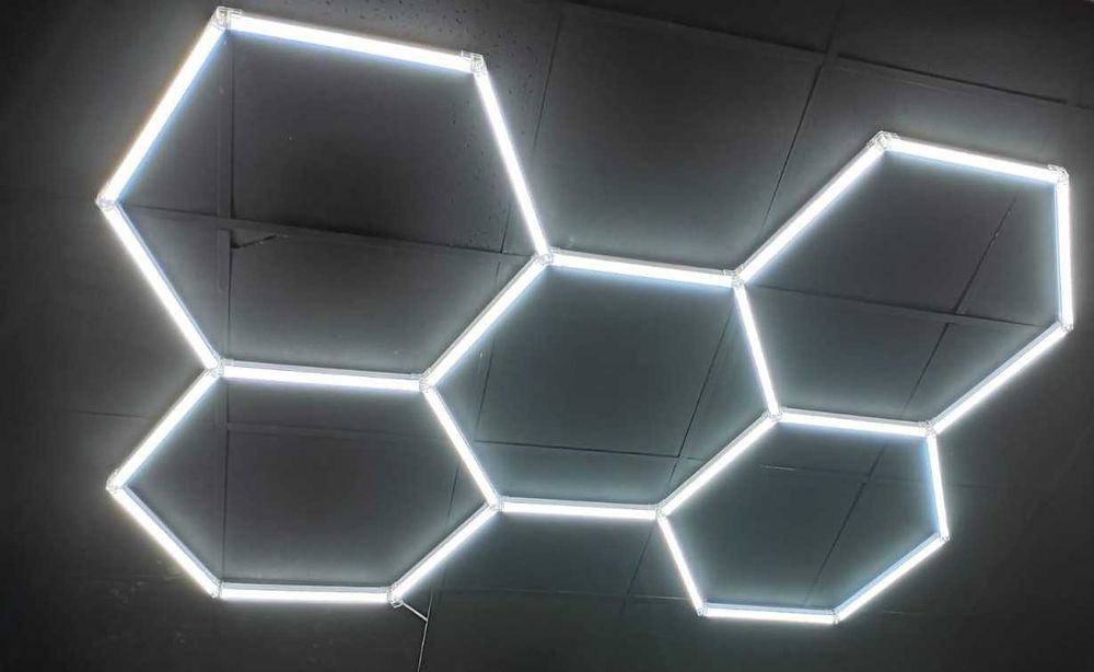 Led honeycomb 5 hexagoane- leduri frizerie, garaj, sala - Aluminiu