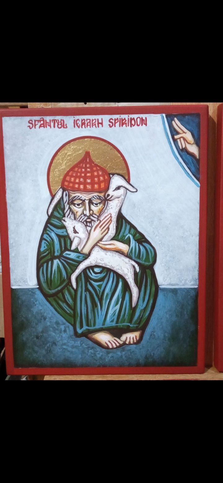 Sfântul Ierarh Spiridon , Icoana pictata manual A4 30cm/21cm