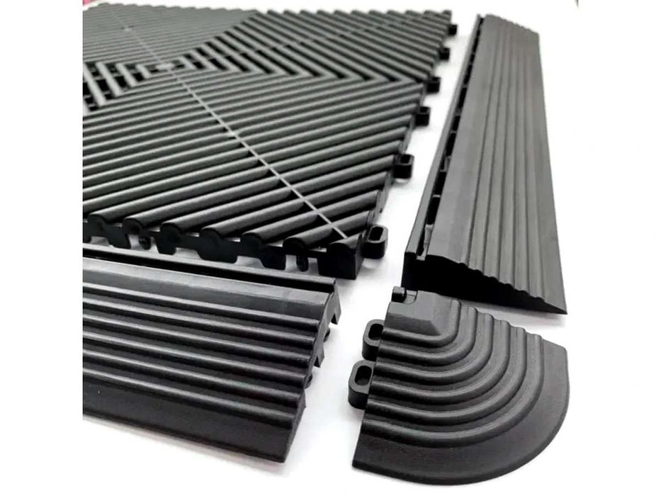 Plăci modulare PVC garaj /atelier – gresie pătrată NEAGRĂ –montaj ușor